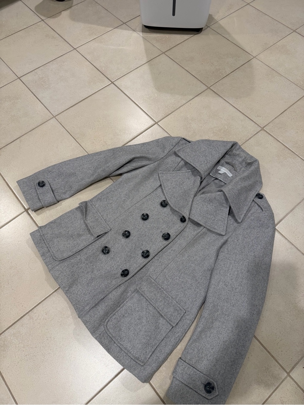 New York & Company Gray Double-Breasted Wool Peacoat